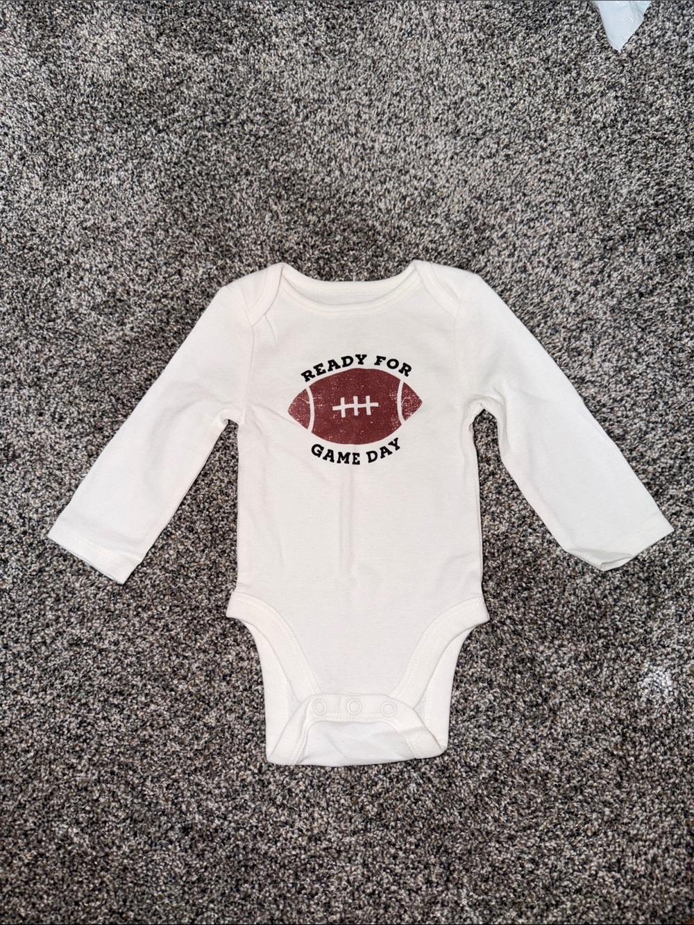 jumping beans White Long-Sleeve Bodysuit with Brown Football Graphic
